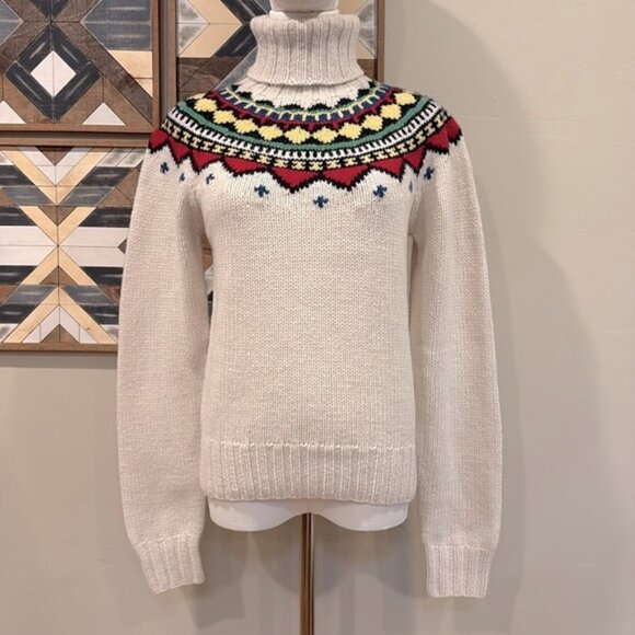 Ralph Lauren Vintage Fair Isle Hand Knit Tricote A La Main Wool Sweater Medium - Picture 1 of 10